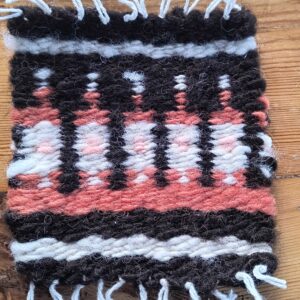 A line of father christmas heads or wine bottles on a black background